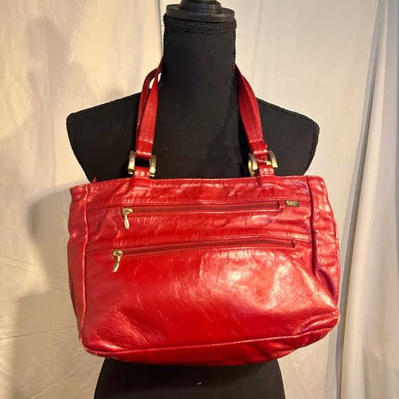 Vintage Red Leather handbag Sas - Picture 7 of 16